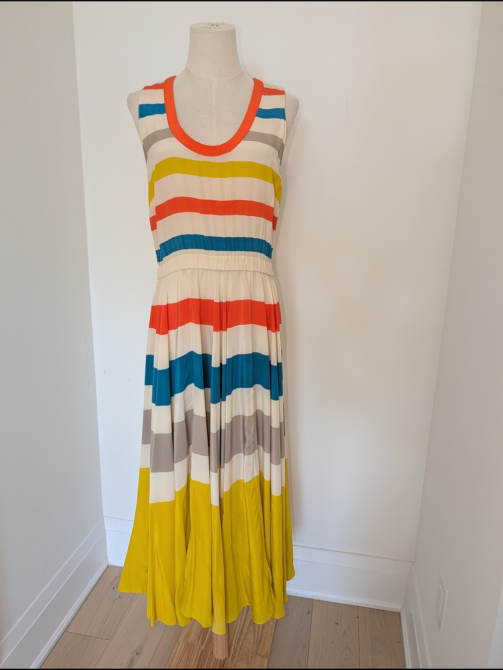 Marc by Marc Jacobs "Simone" Silk Colourful Stripe Midi Dress